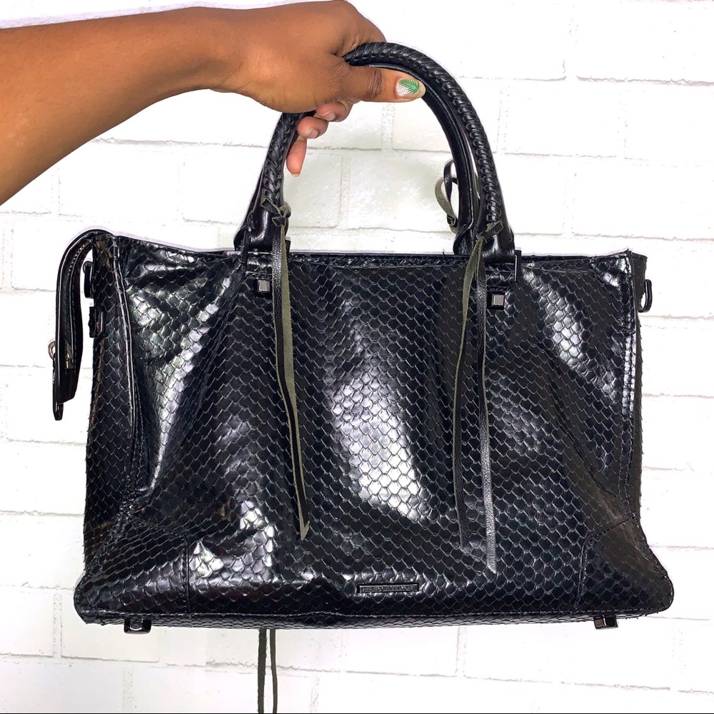 REBECCA MINKOFF Regan Snake Leather Satchel Bag